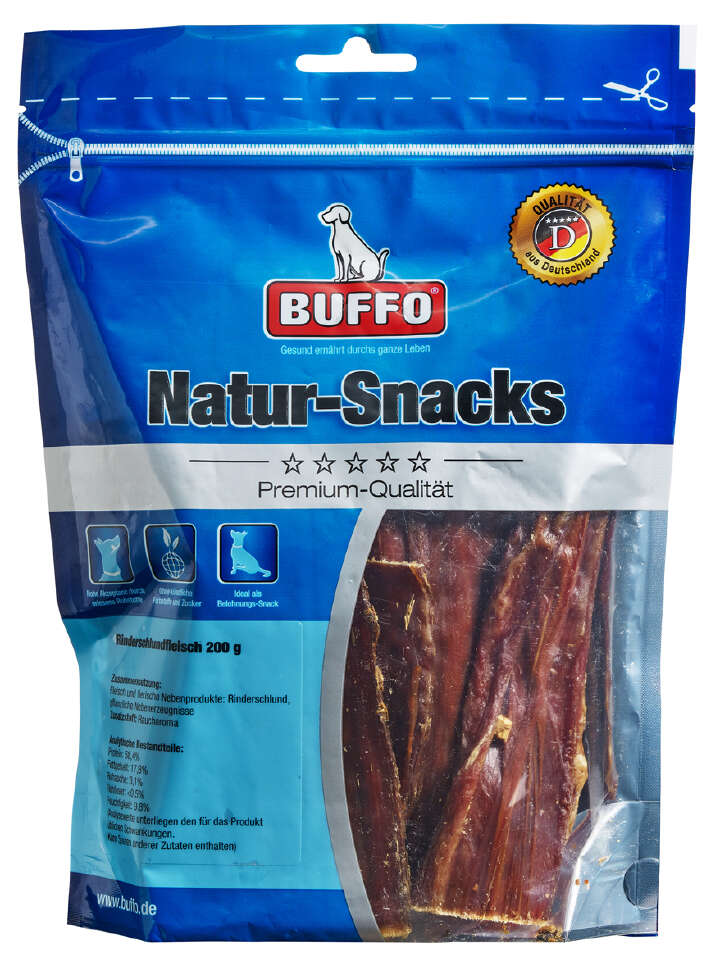 BUFFO Hundeleckerli Natur-Snacks Rinderschlundfleisch BUFFO Hundeleckerli Natur-Snacks Rinderschlundfleisch